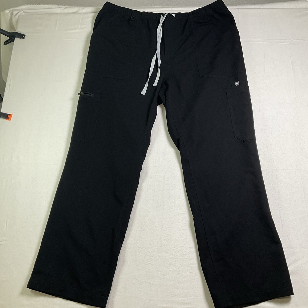 FIGS Technical Collection XXL Cargo Scrub Pants Hidden Pocket Black Zipper 645